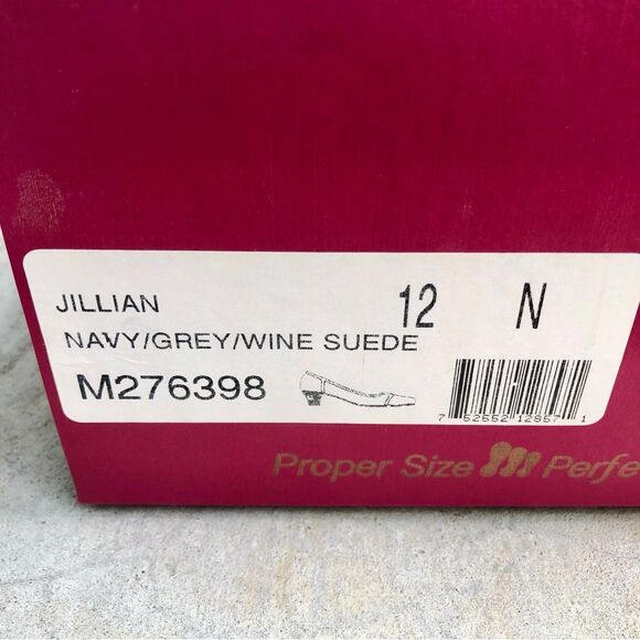 Munro Suede Pumps Heels Shoes Color-blocked Navy Blue Maroon 12N 12 Narrow - Picture 7 of 8